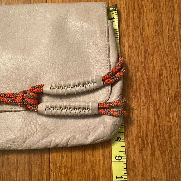 L.A.M.B. By Gwen Stefani gray Leahter clutch -orange rope detail - Picture 10 of 10